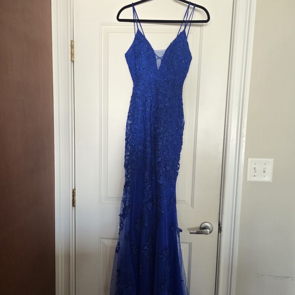 Gorgeous Royal Blue Lace Gown